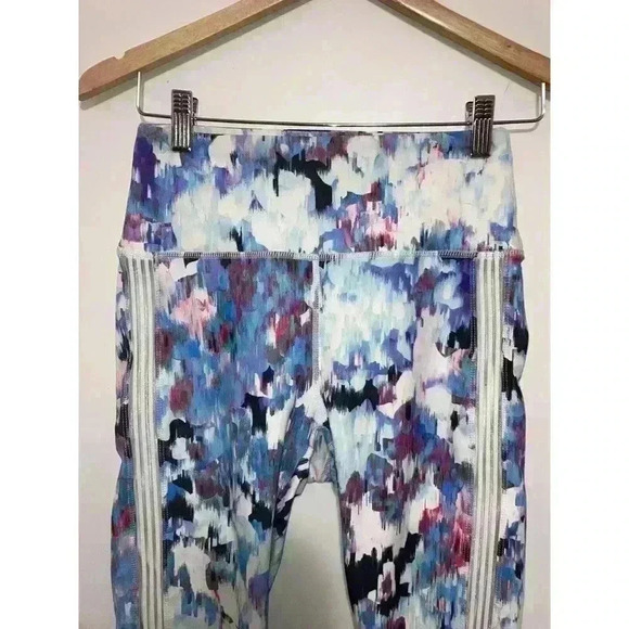 Fabletics Print Leggings Mesh Panel Abstract Print Stretch Blue White Si… - Picture 4 of 12